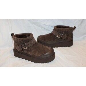 Tory Burch Women's Mellow Shearling Platform Boots NEW w/dustbag BROWN 8 $425